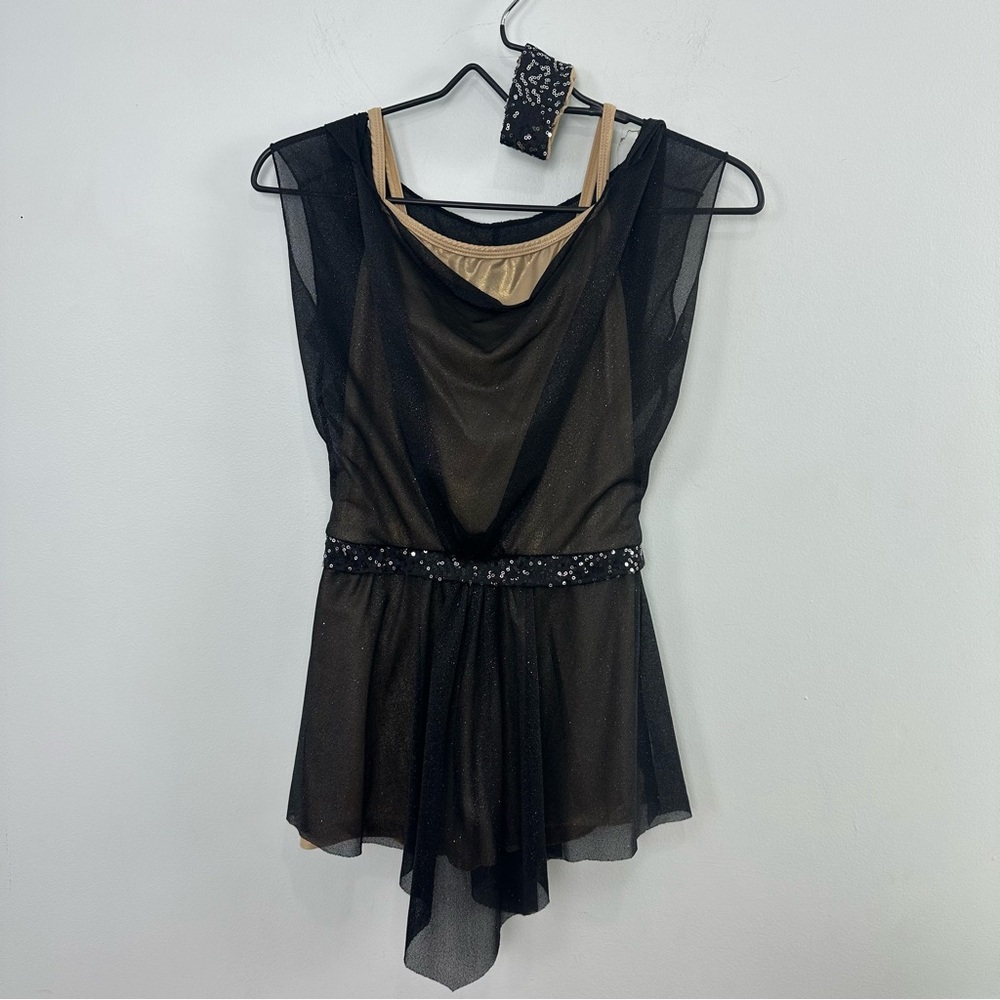 Revolution Dark Paradise Small Adult Black Iridescent Hooded Dance Costume
